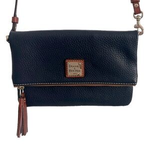 EUC Dooney & Bourke Navy & Brown
Pebble Leather Crossbody Foldover Bag